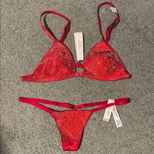 NWT Red crystal Victoria’s Secret lingerie Set